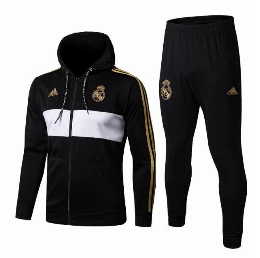 2019-2020 Real Madrid chaqueta de entrenamiento con capucha traje negro